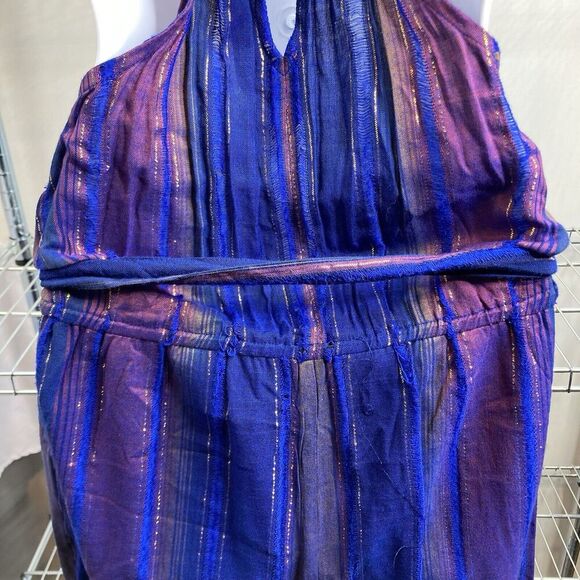 Cleobella Women's Purple Luma Jumpsuit Size 4P Metallic Wide Leg Boho Streetwear - Picture 4 of 14